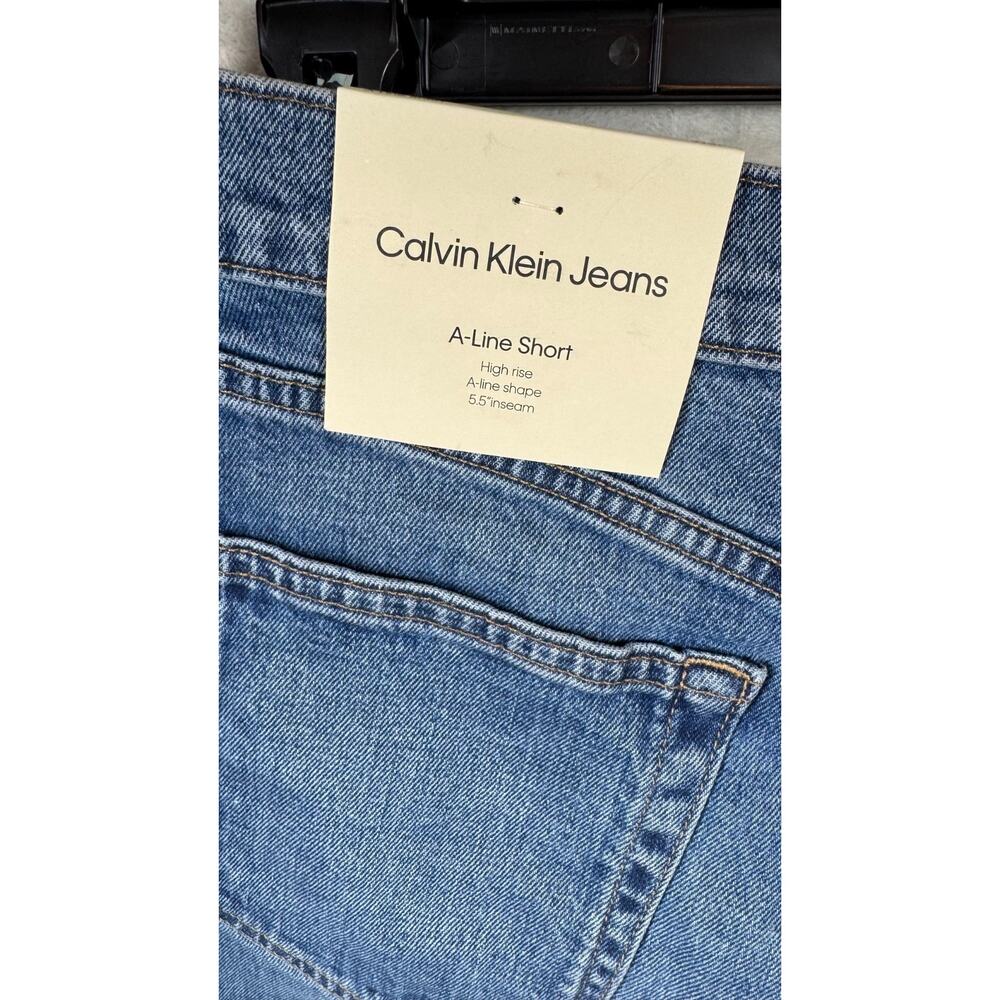 Calvin Klein Jeans NEW Short Womens W31 Blue High Rise A-line Shape 5.5” Stretch - Picture 13 of 16